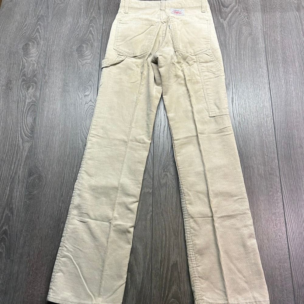 Vintage 1970s Levis Corduroy Carpenter Pants Tan Beige White Tab 27x32 26x31